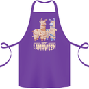 Happy Lamaween Funny Lama Halloween Cotton Apron 100% Organic Purple
