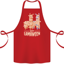 Happy Lamaween Funny Lama Halloween Cotton Apron 100% Organic Red