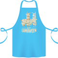 Happy Lamaween Funny Lama Halloween Cotton Apron 100% Organic Turquoise