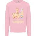 Happy Lamaween Funny Lama Halloween Kids Sweatshirt Jumper Light Pink