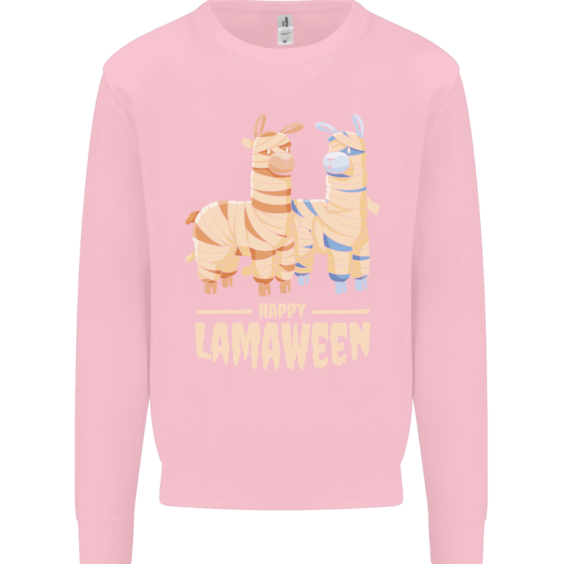 Happy Lamaween Funny Lama Halloween Kids Sweatshirt Jumper Light Pink