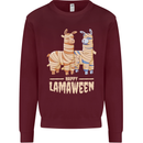 Happy Lamaween Funny Lama Halloween Kids Sweatshirt Jumper Maroon