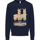 Happy Lamaween Funny Lama Halloween Kids Sweatshirt Jumper Navy Blue