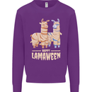 Happy Lamaween Funny Lama Halloween Kids Sweatshirt Jumper Purple