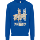 Happy Lamaween Funny Lama Halloween Kids Sweatshirt Jumper Royal Blue