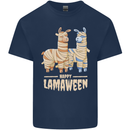 Happy Lamaween Funny Lama Halloween Kids T-Shirt Childrens Navy Blue