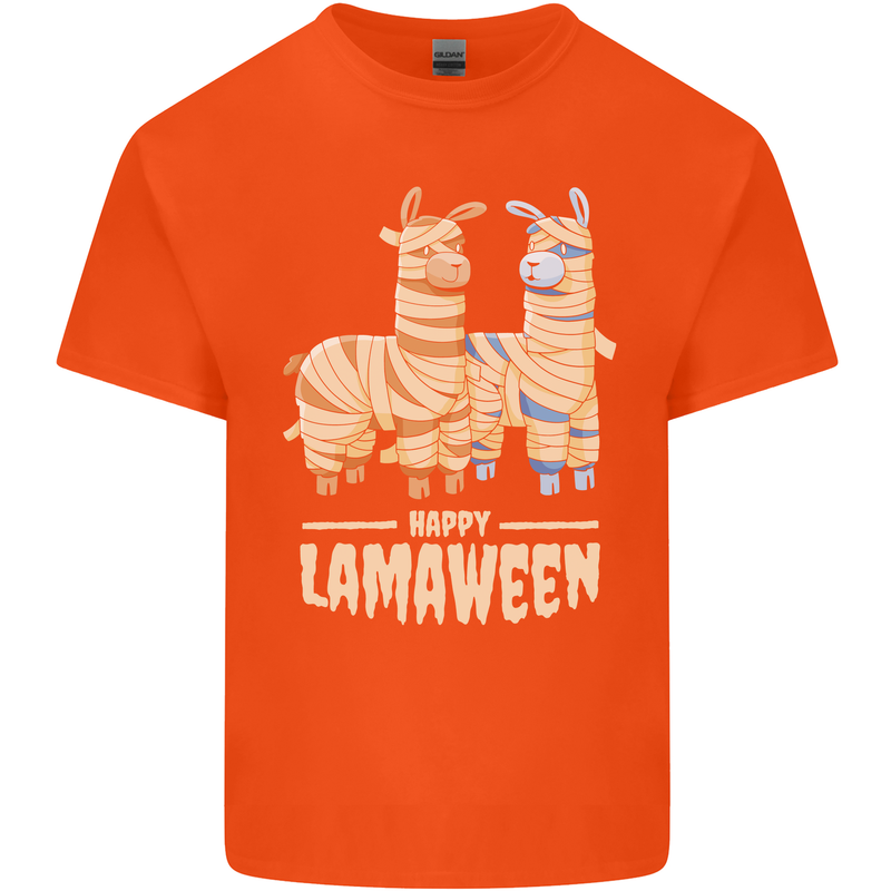 Happy Lamaween Funny Lama Halloween Kids T-Shirt Childrens Orange