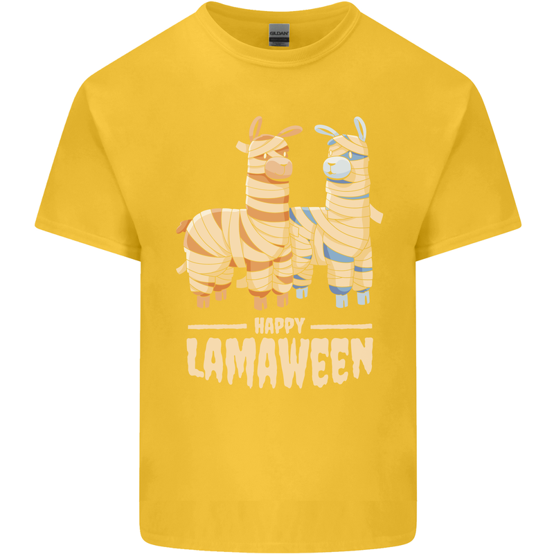 Happy Lamaween Funny Lama Halloween Kids T-Shirt Childrens Yellow