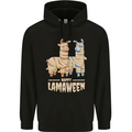 Happy Lamaween Funny Lama Halloween Mens 80% Cotton Hoodie Black
