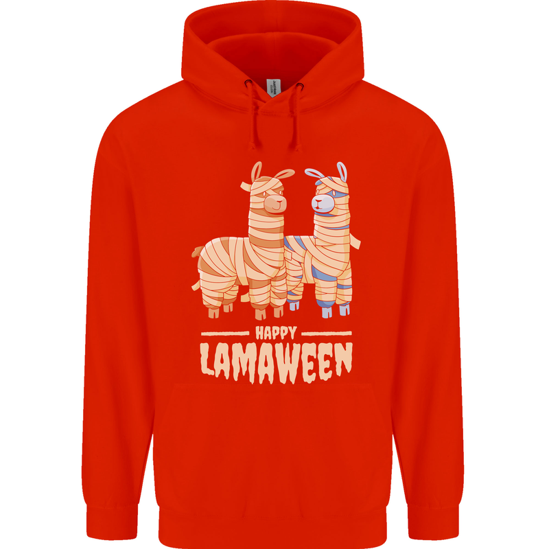 Happy Lamaween Funny Lama Halloween Mens 80% Cotton Hoodie Bright Red