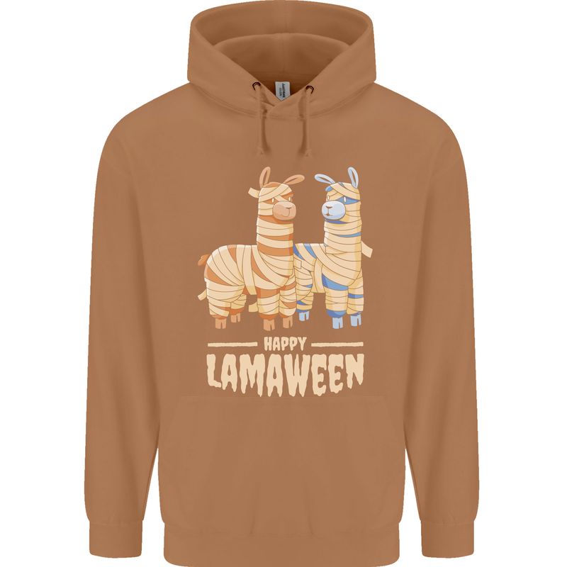 Happy Lamaween Funny Lama Halloween Mens 80% Cotton Hoodie Caramel Latte