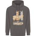 Happy Lamaween Funny Lama Halloween Mens 80% Cotton Hoodie Charcoal