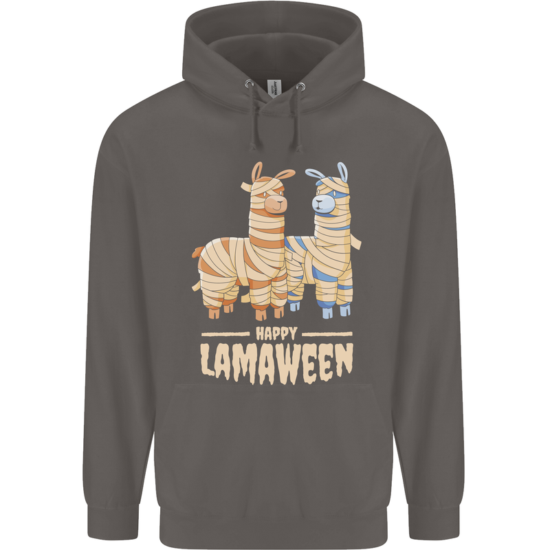 Happy Lamaween Funny Lama Halloween Mens 80% Cotton Hoodie Charcoal
