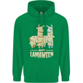 Happy Lamaween Funny Lama Halloween Mens 80% Cotton Hoodie Irish Green