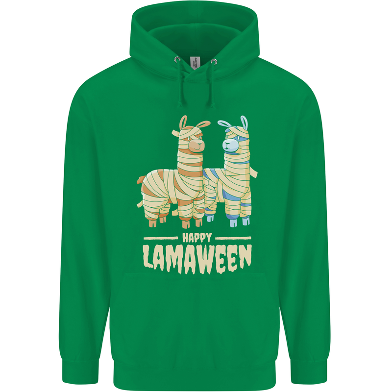 Happy Lamaween Funny Lama Halloween Mens 80% Cotton Hoodie Irish Green