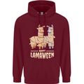 Happy Lamaween Funny Lama Halloween Mens 80% Cotton Hoodie Maroon