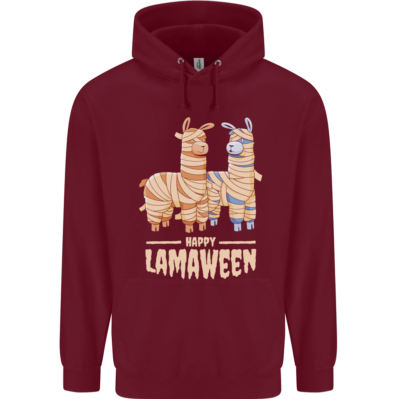 Happy Lamaween Funny Lama Halloween Mens 80% Cotton Hoodie Maroon