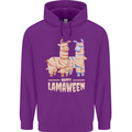 Happy Lamaween Funny Lama Halloween Mens 80% Cotton Hoodie Purple