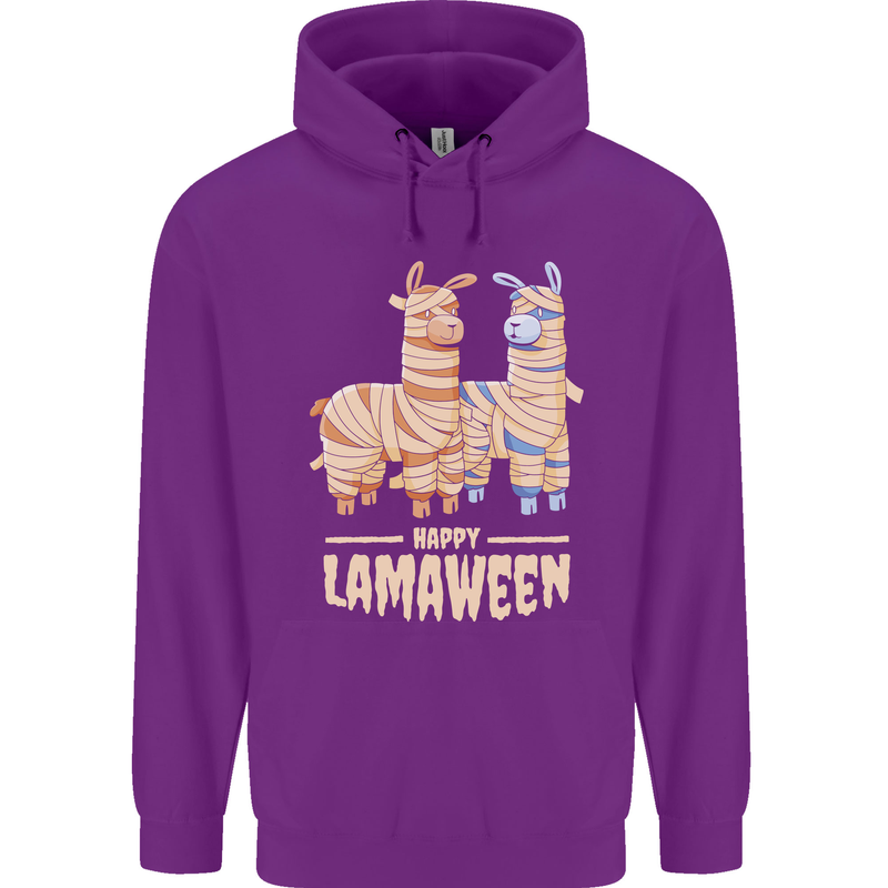 Happy Lamaween Funny Lama Halloween Mens 80% Cotton Hoodie Purple