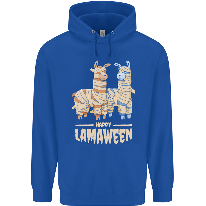 Happy Lamaween Funny Lama Halloween Mens 80% Cotton Hoodie Royal Blue
