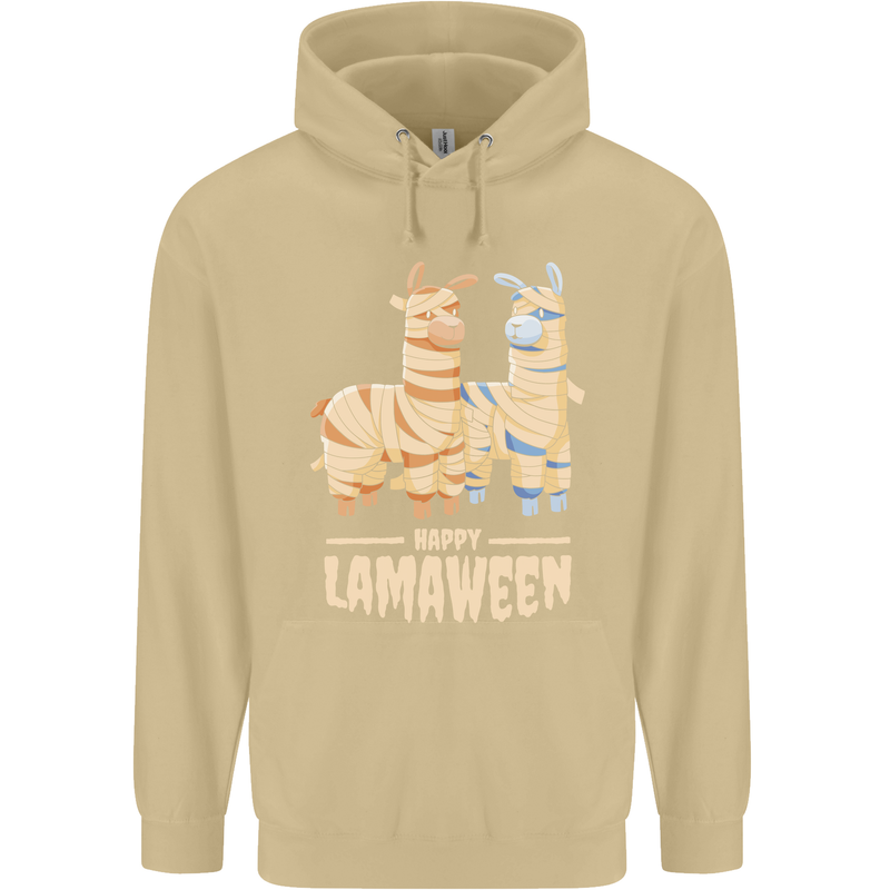 Happy Lamaween Funny Lama Halloween Mens 80% Cotton Hoodie Sand