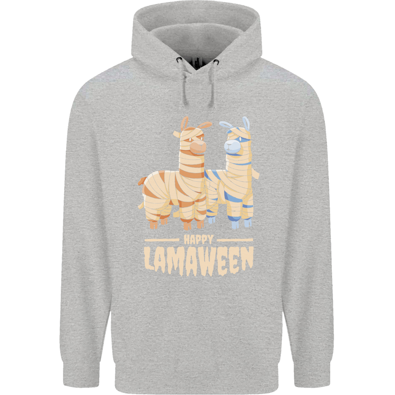 Happy Lamaween Funny Lama Halloween Mens 80% Cotton Hoodie Sports Grey
