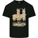 Happy Lamaween Funny Lama Halloween Mens Cotton T-Shirt Tee Top Black