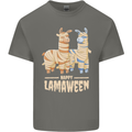 Happy Lamaween Funny Lama Halloween Mens Cotton T-Shirt Tee Top Charcoal
