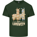 Happy Lamaween Funny Lama Halloween Mens Cotton T-Shirt Tee Top Forest Green