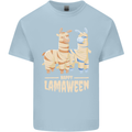 Happy Lamaween Funny Lama Halloween Mens Cotton T-Shirt Tee Top Light Blue