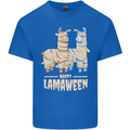 Happy Lamaween Funny Lama Halloween Mens Cotton T-Shirt Tee Top Royal Blue