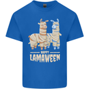 Happy Lamaween Funny Lama Halloween Mens Cotton T-Shirt Tee Top Royal Blue
