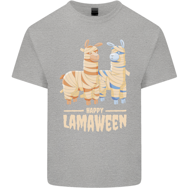 Happy Lamaween Funny Lama Halloween Mens Cotton T-Shirt Tee Top Sports Grey