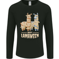 Happy Lamaween Funny Lama Halloween Mens Long Sleeve T-Shirt Black