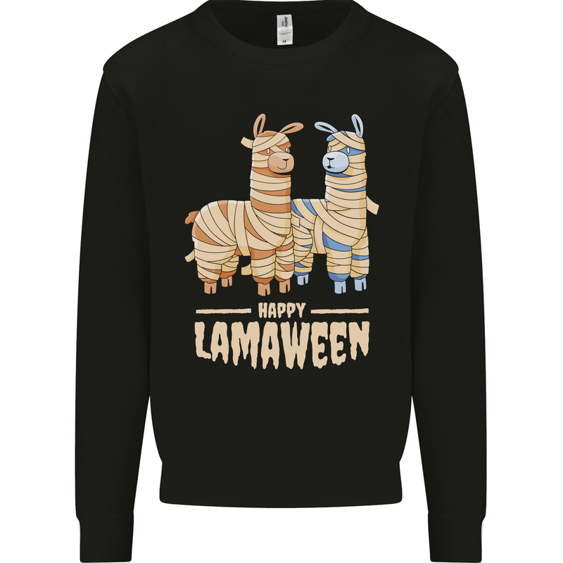 Happy Lamaween Funny Lama Halloween Mens Sweatshirt Jumper Black