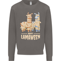 Happy Lamaween Funny Lama Halloween Mens Sweatshirt Jumper Charcoal