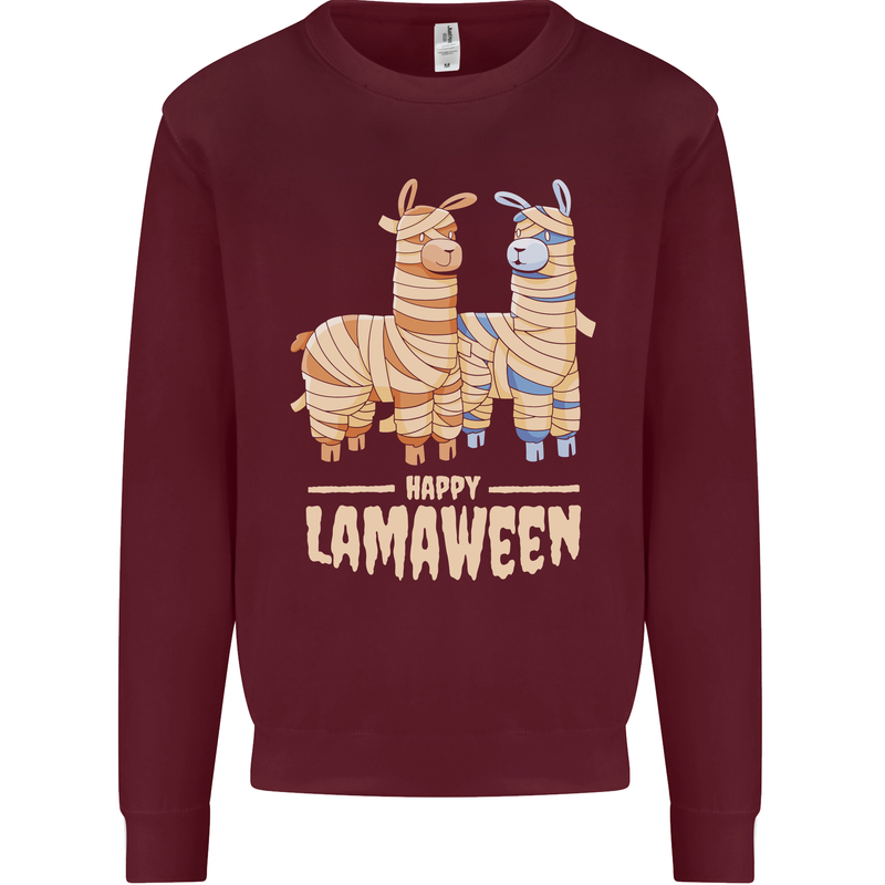 Happy Lamaween Funny Lama Halloween Mens Sweatshirt Jumper Maroon