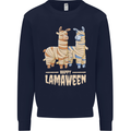 Happy Lamaween Funny Lama Halloween Mens Sweatshirt Jumper Navy Blue
