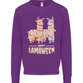 Happy Lamaween Funny Lama Halloween Mens Sweatshirt Jumper Purple