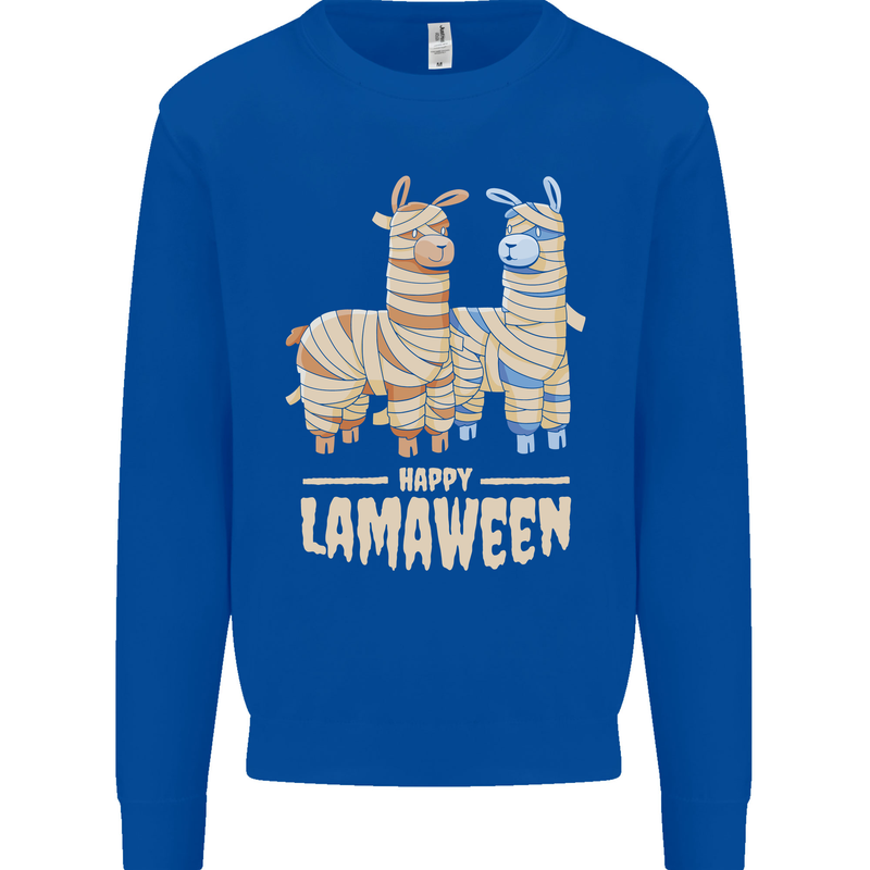 Happy Lamaween Funny Lama Halloween Mens Sweatshirt Jumper Royal Blue