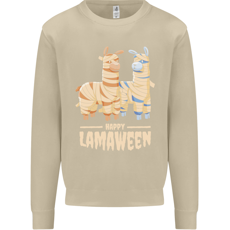 Happy Lamaween Funny Lama Halloween Mens Sweatshirt Jumper Sand