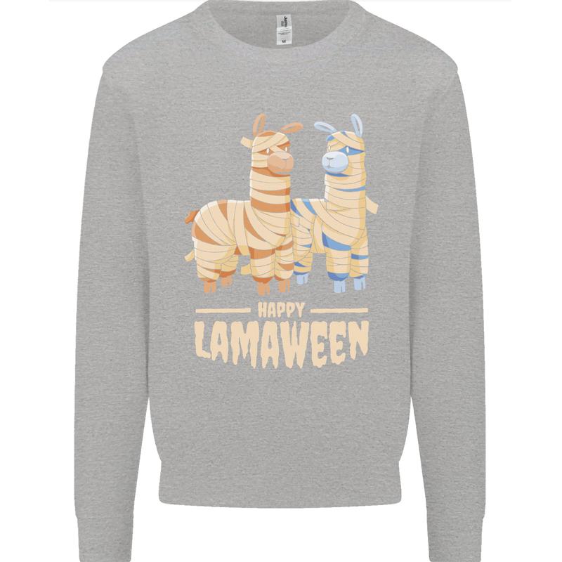 Happy Lamaween Funny Lama Halloween Mens Sweatshirt Jumper Sports Grey