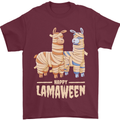 Happy Lamaween Funny Lama Halloween Mens T-Shirt Cotton Gildan Maroon