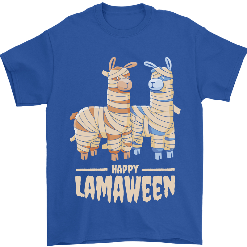 Happy Lamaween Funny Lama Halloween Mens T-Shirt Cotton Gildan Royal Blue