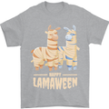 Happy Lamaween Funny Lama Halloween Mens T-Shirt Cotton Gildan Sports Grey