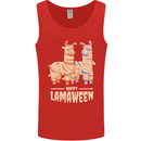 Happy Lamaween Funny Lama Halloween Mens Vest Tank Top Red