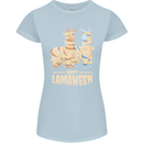 Happy Lamaween Funny Lama Halloween Womens Petite Cut T-Shirt Light Blue