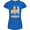 Happy Lamaween Funny Lama Halloween Womens Petite Cut T-Shirt Royal Blue