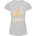 Happy Lamaween Funny Lama Halloween Womens Petite Cut T-Shirt Sports Grey