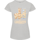 Happy Lamaween Funny Lama Halloween Womens Petite Cut T-Shirt Sports Grey